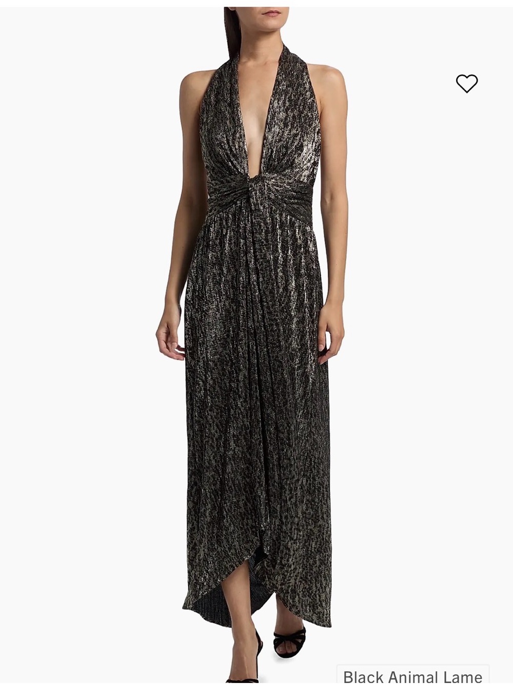 NWT Ramy Brok- Jill Crinkled Metallic High-Low Dress